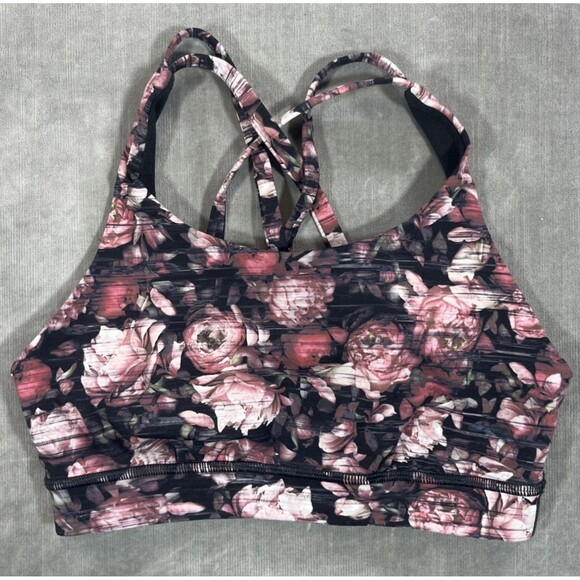 Lululemon Size 4 Energy Sports Bra Nulux Floral Strappy Back‎ - Picture 1 of 3